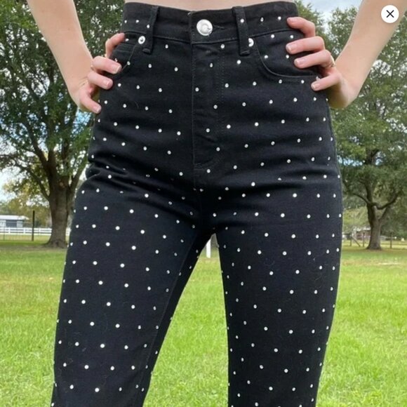 Gianni Bini NWT High Waisted Black Rhinestone Jeans - Picture 5 of 5